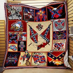 Confederate States Of America Proud To Be A Redneck Quilt Blanket Great Customized Blanket Gifts For Birthday Christmas Thanksgiving and Home Decor