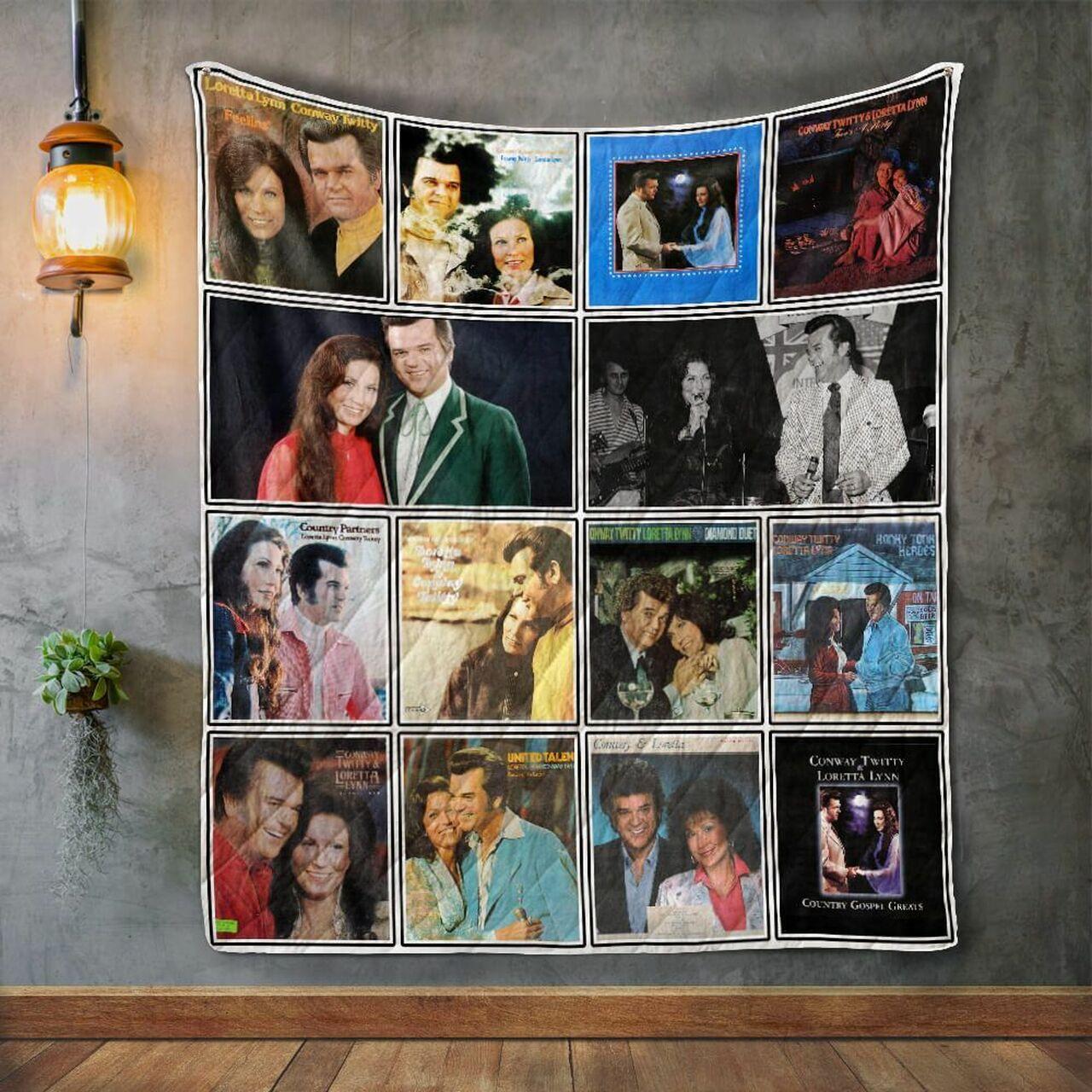 Conway Twitty X Amp Amp Loretta Lynn Album Covers Quilt Blanket and Home Decor