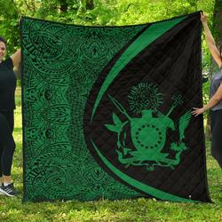Cook Islands Coat Of Arms Polynesian Premium Quilt  Circle Style  08 J2  Quilt and Home Decor