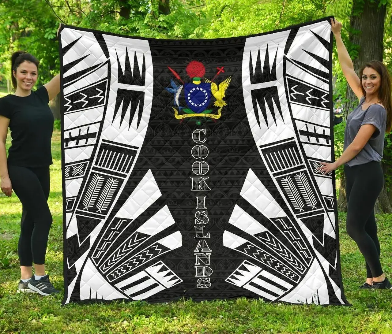 Cook Islands Polynesian Tattoo Black Jfj Quilt Vqe and Home Decor