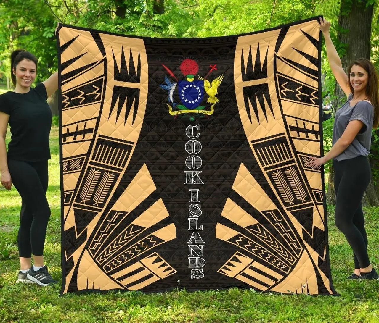 Cook Islands Polynesian Tattoo Gold Jfj Quilt Vpu and Home Decor