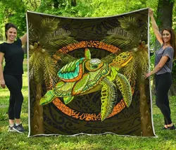Cook Islands Polynesian Turtle Palm Tree Quilt and Home Decor