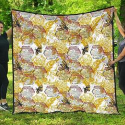 Cool Bee Honeycomb Leaves Pattern DHCDHC DT1910 Quilt Blanket and Home Decor