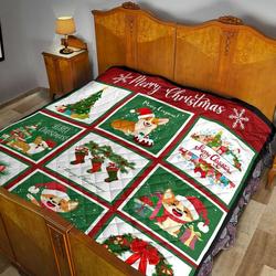 Corgi Christmas Square Quilt Tagq Bubl and Home Decor