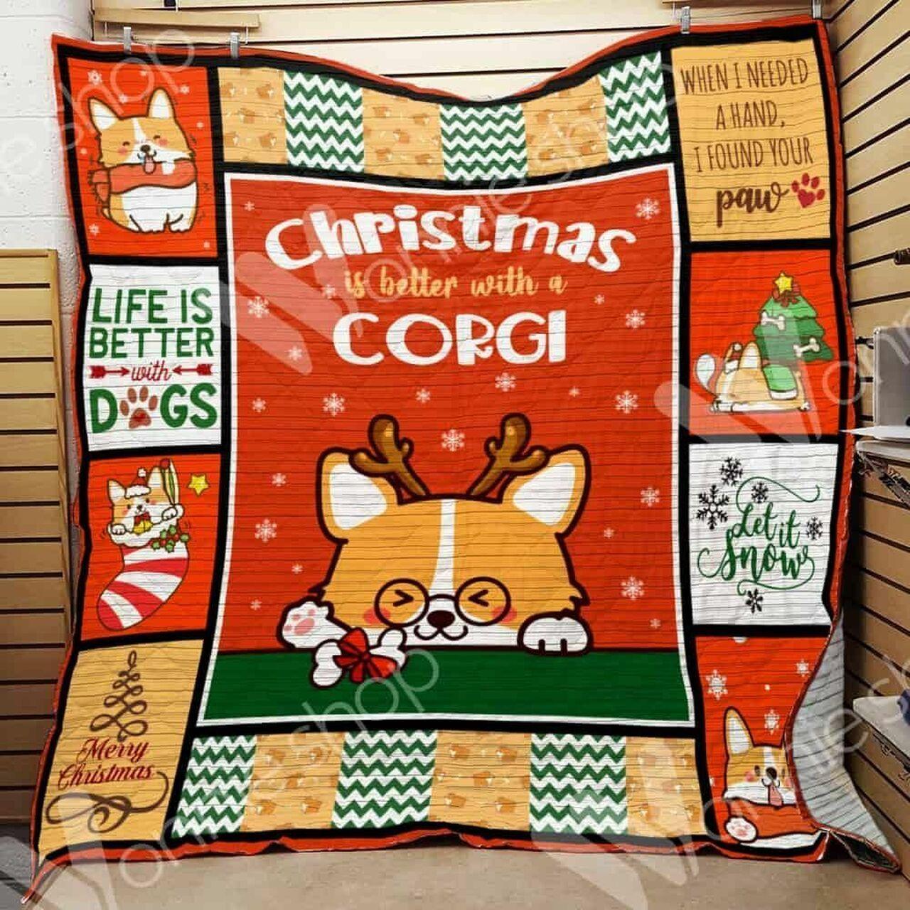 Corgi Dog Christmas Hur Quilt ku and Home Decor