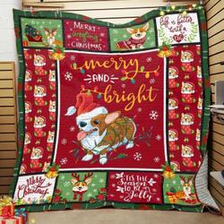 Corgi Dog Christmas Quilt Blanket ABC07111866 and Home Decor