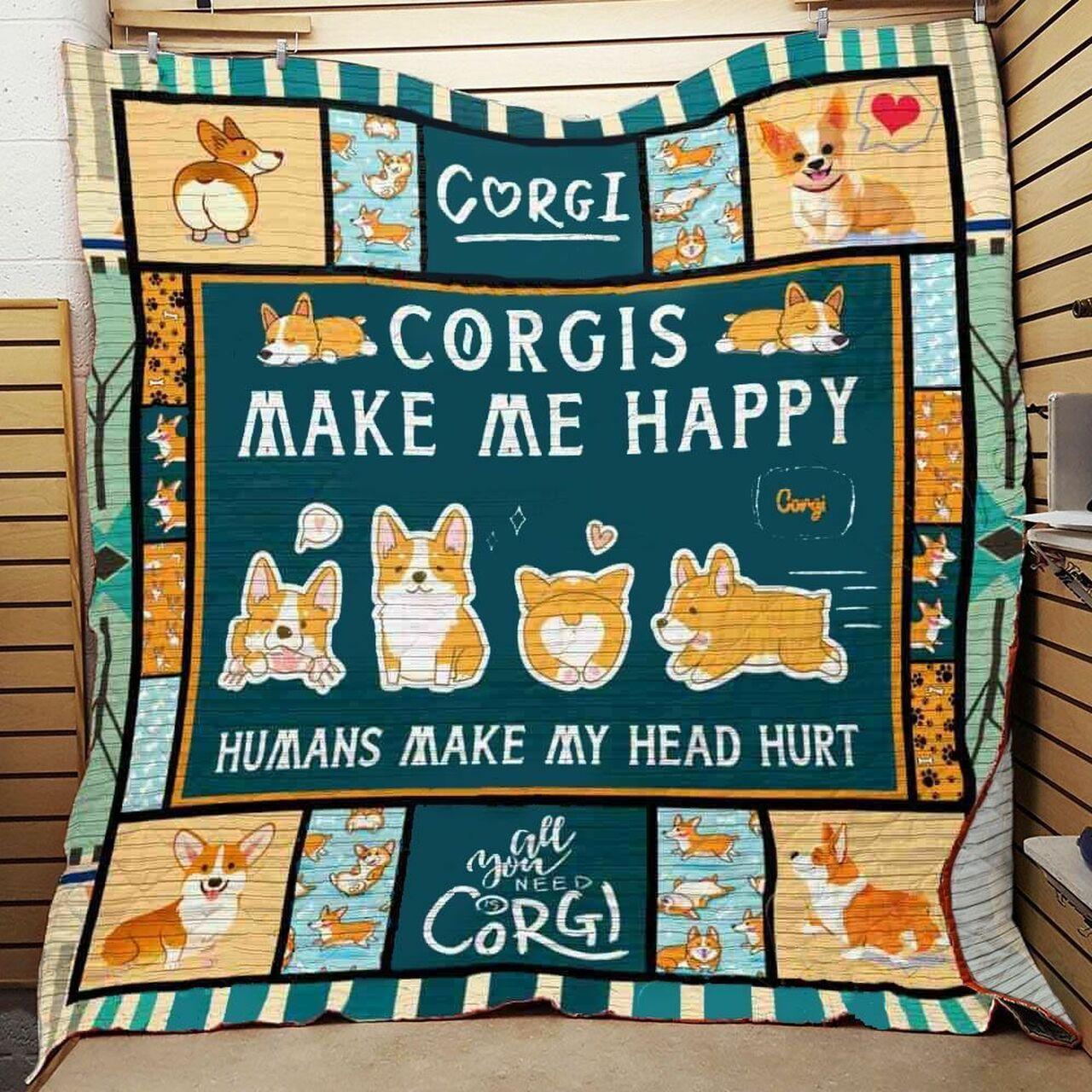 Corgi Dog Quilt Blanket ABC07111088 and Home Decor