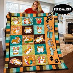 Corgi Personalized Quilt Blanket BBB110527HT and Home Decor