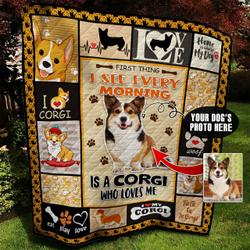 Corgi Photo Personalized Quilt Blanket Bbb300507Mh and Home Decor