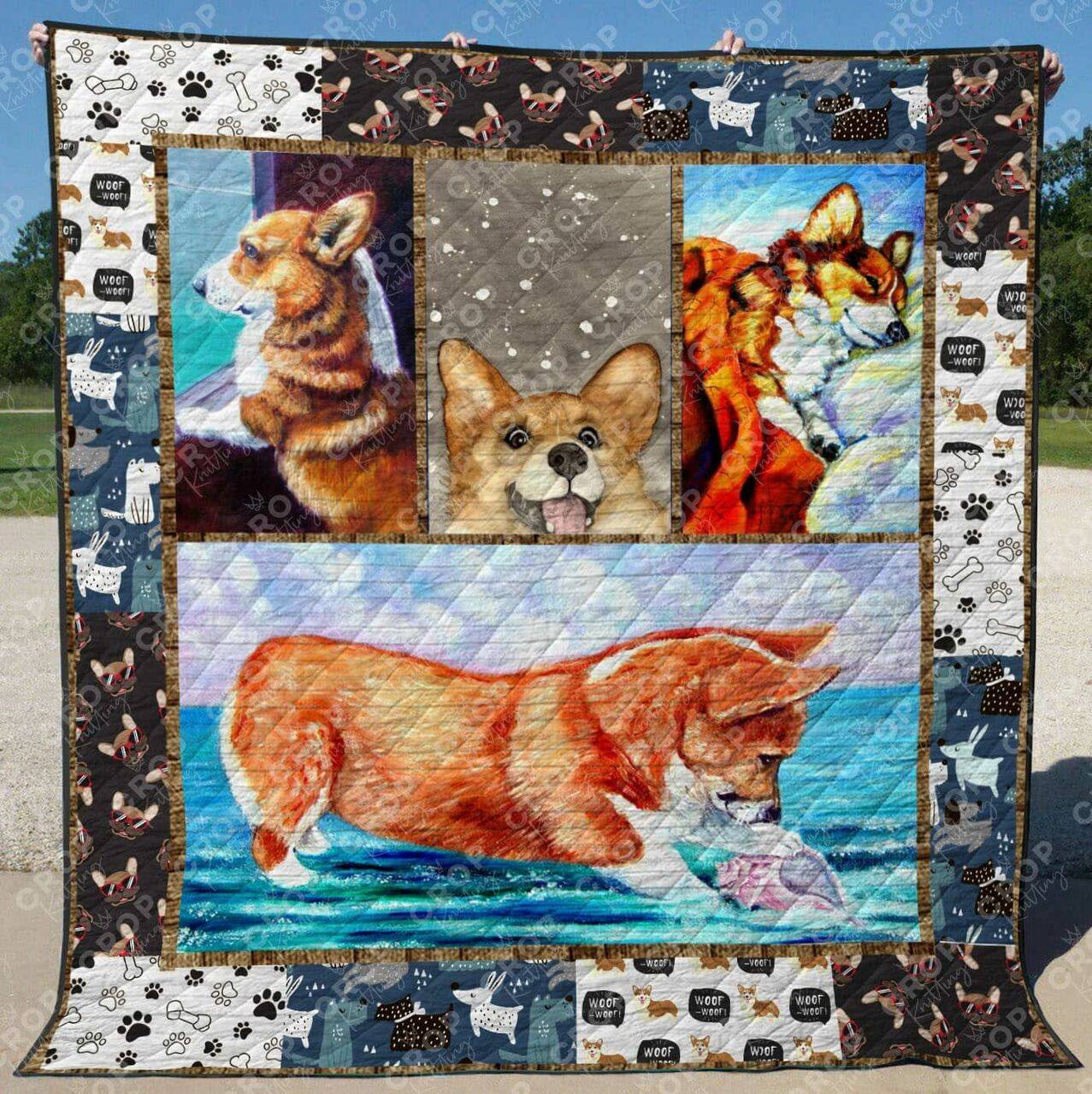 Corgi Woof Woof Corgi Quilt Blanket Dhc04011520Dd and Home Decor