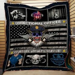 Correctional Officer Courtesy Loyalty Quilt Blanket Great Customized Gifts For Birthday Christmas Thanksgiving Perfect Gifts For Police Lover and Home Decor