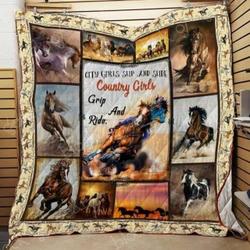 Country Girl Horse Hur Quilt cr and Home Decor
