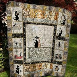 Couple Cat On The Balcony Quilt Blanket  Quilt and Home Decor