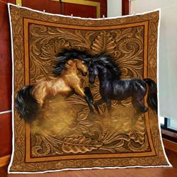 Couple Horse Quilt Blanket and Home Decor
