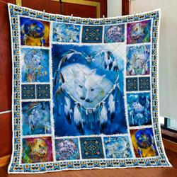 Couple Wolf Dream Catcher Quilt Blanket and Home Decor