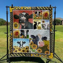 Cow And Flower DHCLD0909 Quilt Blanket and Home Decor