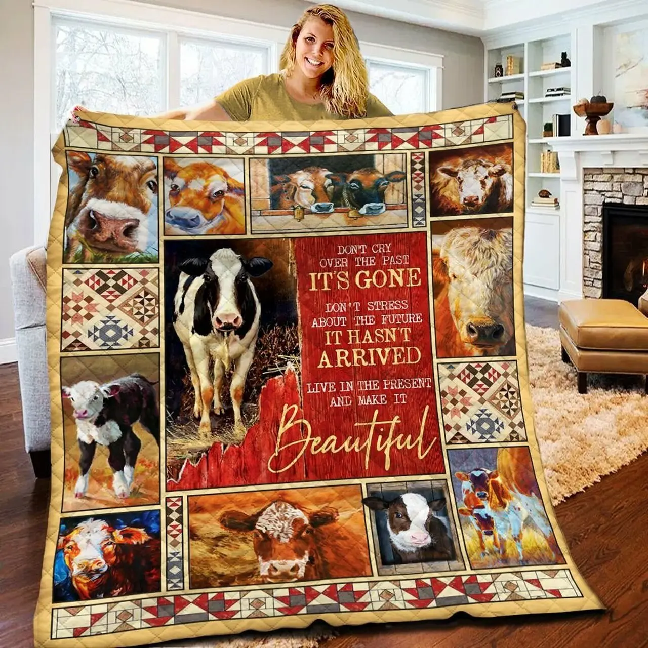 Cow Bbb1510202Dd Quilt Blanket and Home Decor