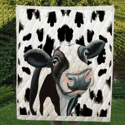 Cow Cl14100160Mdq Quilt Blanket and Home Decor