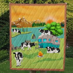 Cow Cl14100166Mdq Quilt Blanket and Home Decor