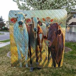 Cow HVT120804 Quilt Blanket Sleepy and Home Decor