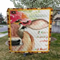 Cow HVT120805 Quilt Blanket Sleepy and Home Decor