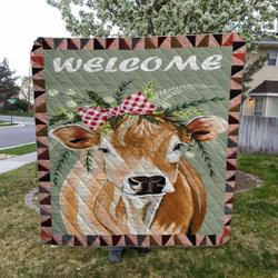 Cow HVT120806 Quilt Blanket Sleepy and Home Decor