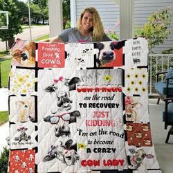 Cow IM A Cowaholic Quilt Blanket Great Customized Gifts For Birthday Christmas Thanksgiving Perfect Gifts For Cow Lover and Home Decor