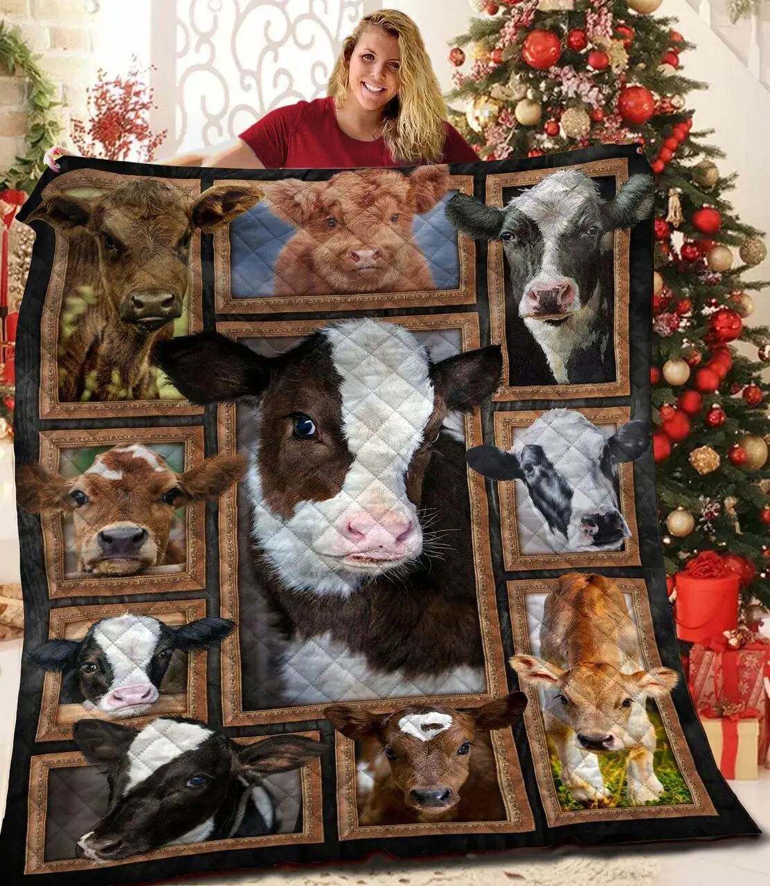 Cow Jfj Quilt Xsf and Home Decor
