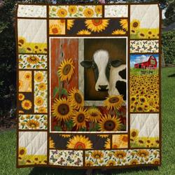 Cow Quilt Sunflower  Quilt and Home Decor