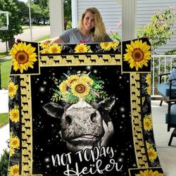 Cow Sunflower Cl14100170Mdq Quilt Blanket and Home Decor