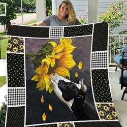Cow Sunflower Clm1910027Q Quilt Blanket and Home Decor