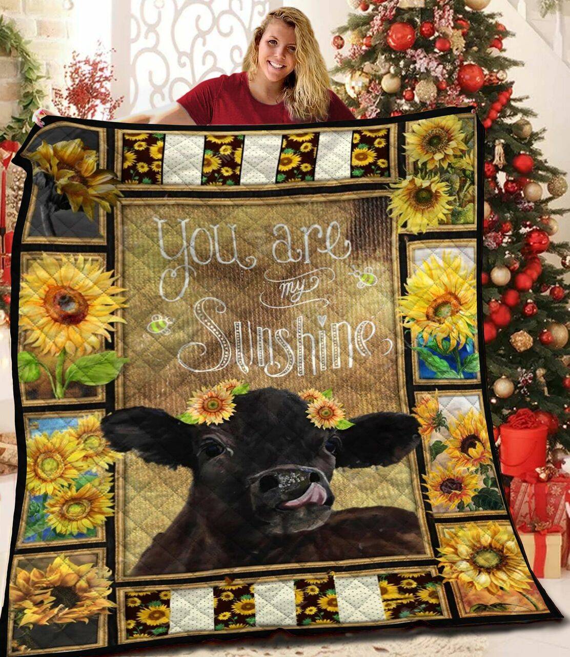 Cow Sunflower Jfj Quilt Xps and Home Decor