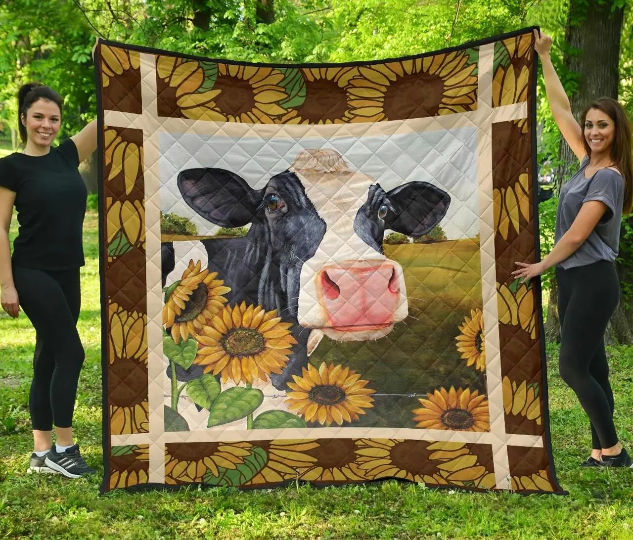 Cow Sunflowers Quilt Blanket For Cow Lovers Sk03 Dhc131211Dd and Home Decor