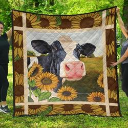 Cow Sunflowers Quilt Blanket For Cow Lovers Sk03 Dhc131211Dd and Home Decor