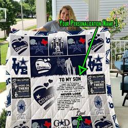 Cowboys  Personalized Name Quilt Blanket      and Home Decor