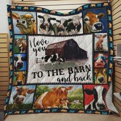 Cows I Love You To The Barn And Back Quilt Blanket Great Customized Blanket Gifts For Birthday Christmas Thanksgiving and Home Decor