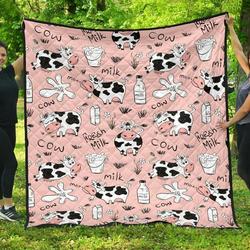 Cows Milk Product Pink Background DHCDHC DT1910 Quilt Blanket and Home Decor