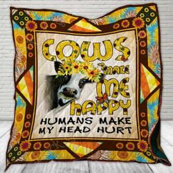 Cows Sunflower Cl2100120Mdq Quilt Blanket and Home Decor