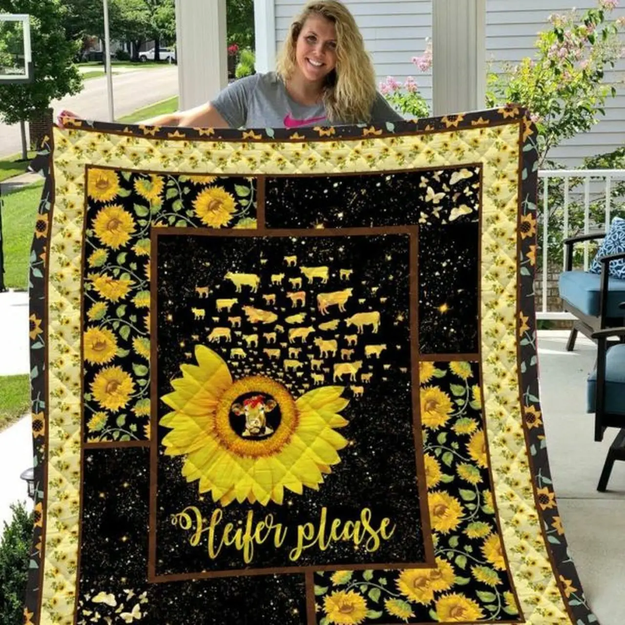 Cows You Are My Sunshine Quilt Blanket and Home Decor
