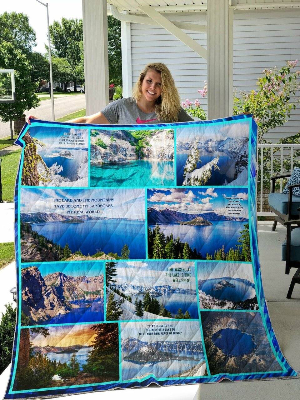 Crater Lake Quilt Blanket and Home Decor