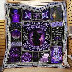 Crazy Cat Witch Lady Cl18100176Mdq Quilt Blanket and Home Decor