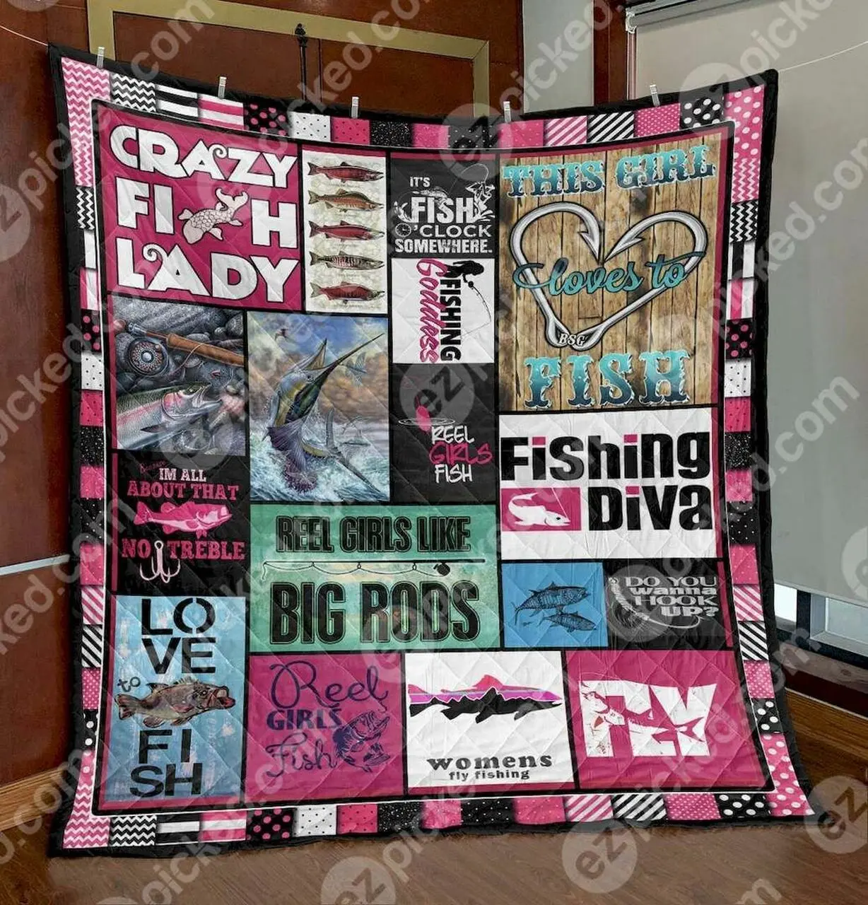 Crazy Fish Lady Cld170682 Quilt Blanket and Home Decor