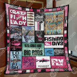 Crazy Fish Lady Cld170682 Quilt Blanket and Home Decor