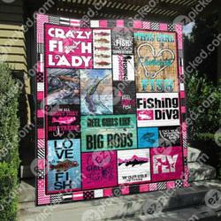 Crazy Fish Lady Quilt Blanket Vh09  Quilt and Home Decor