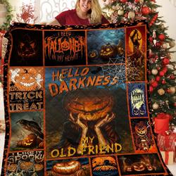 Creepy Pumpkin Halloween Jfj Quilt Uro and Home Decor