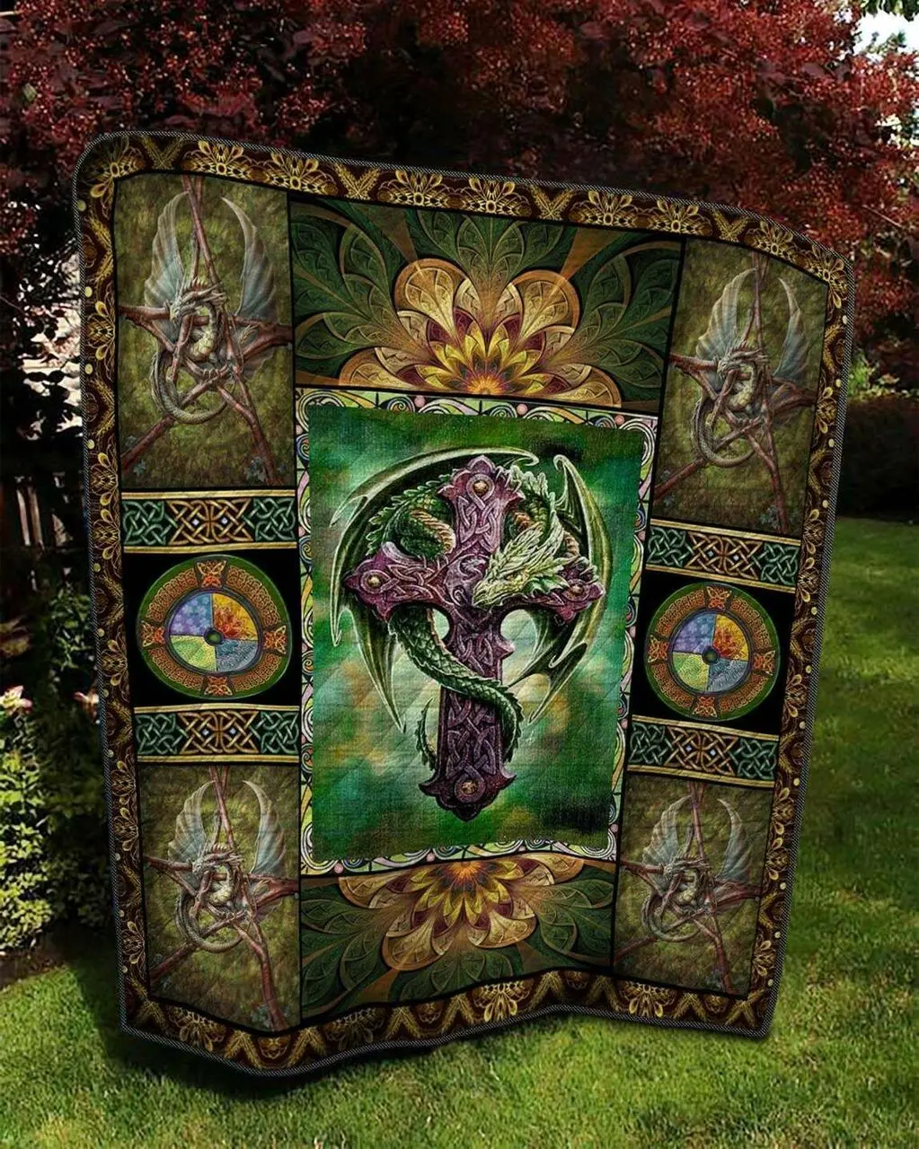 Cross Dragon Celtic Ah Quilt Derqro and Home Decor
