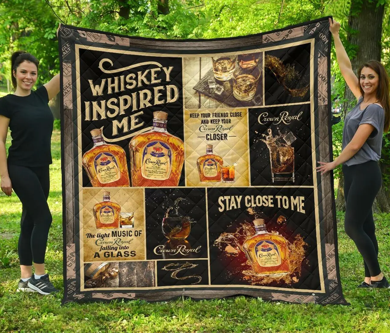 Crown Royal Whiskey Inspired Me Funny Gift Idea Quilt and Home Decor