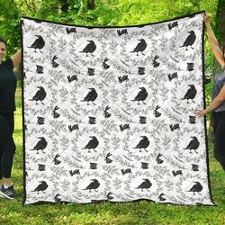 Crows Floral Wreath Rabbit Pattern DHCDHC DT1910 Quilt Blanket and Home Decor