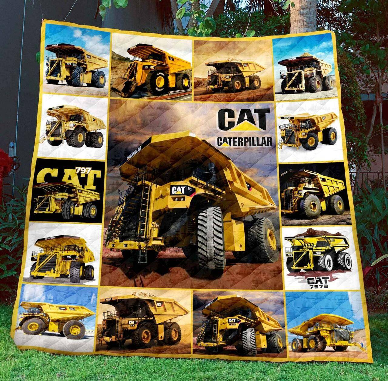 Ctpt B310717 Caterpillar Truck Quilt Blanket Quilt and Home Decor