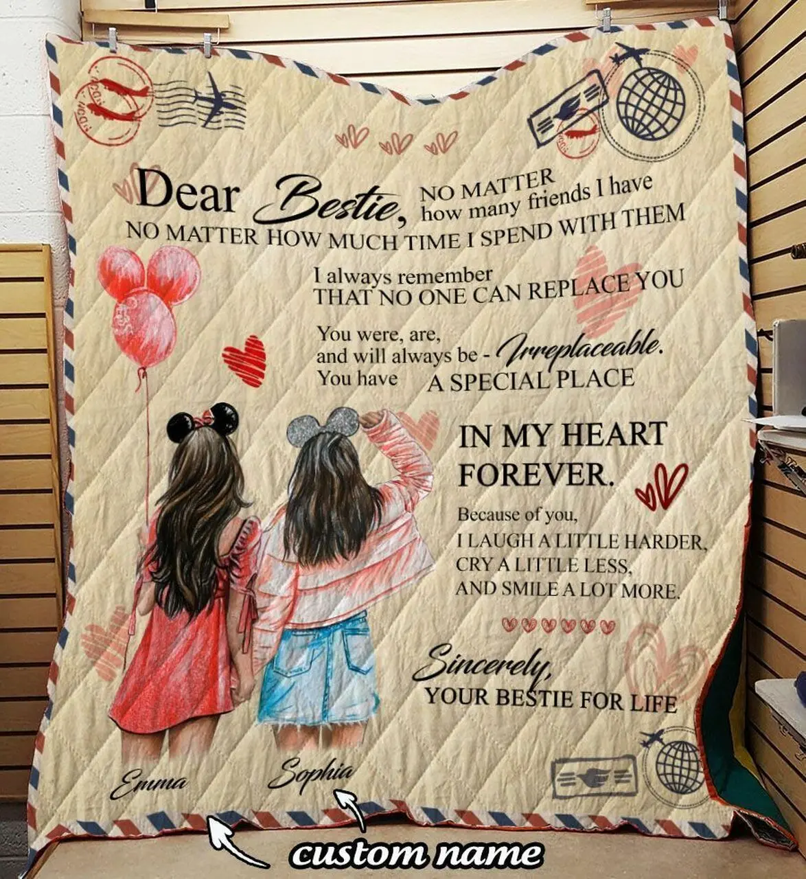 Custom Best Friends Quilt For Your Bff On Christmas Time and Home Decor